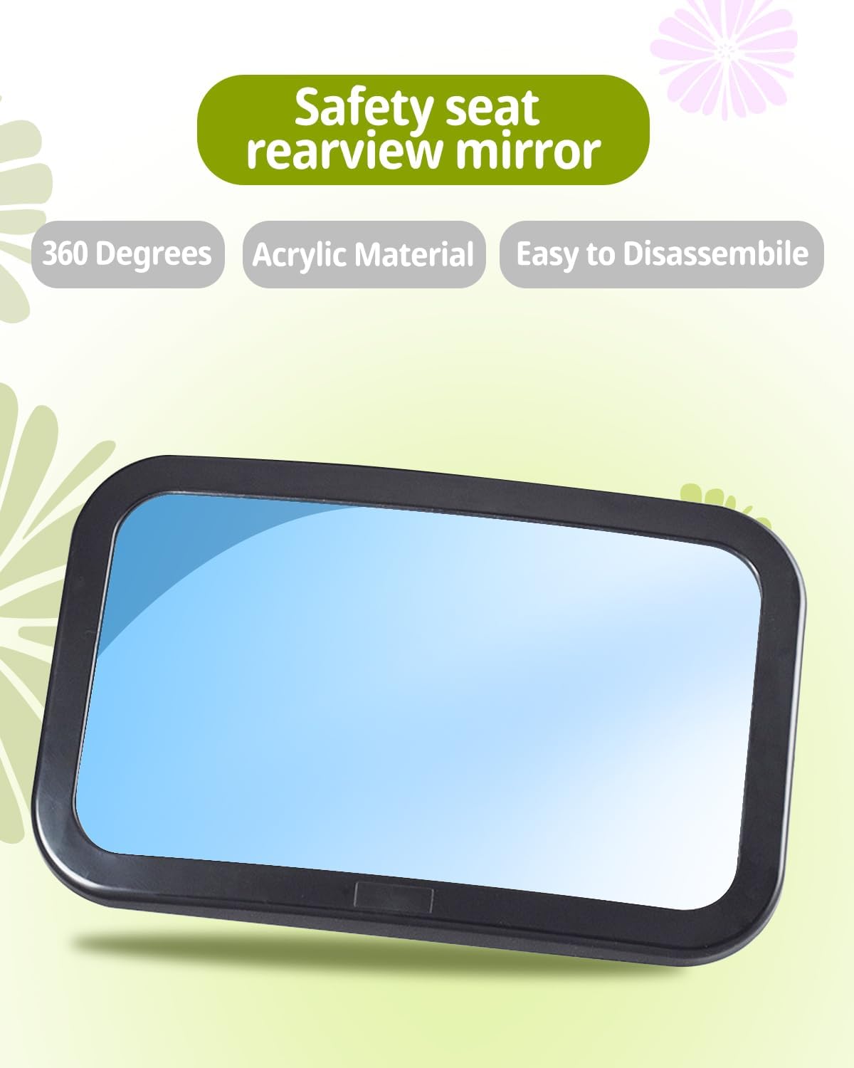 Car Seat Mirror for Rear-Facing Infant – Shatterproof, Adjustable, Wide Angle View, 360° Rotation – Secure and Safe Baby Car Mirror for Back Seat – Easy Installation