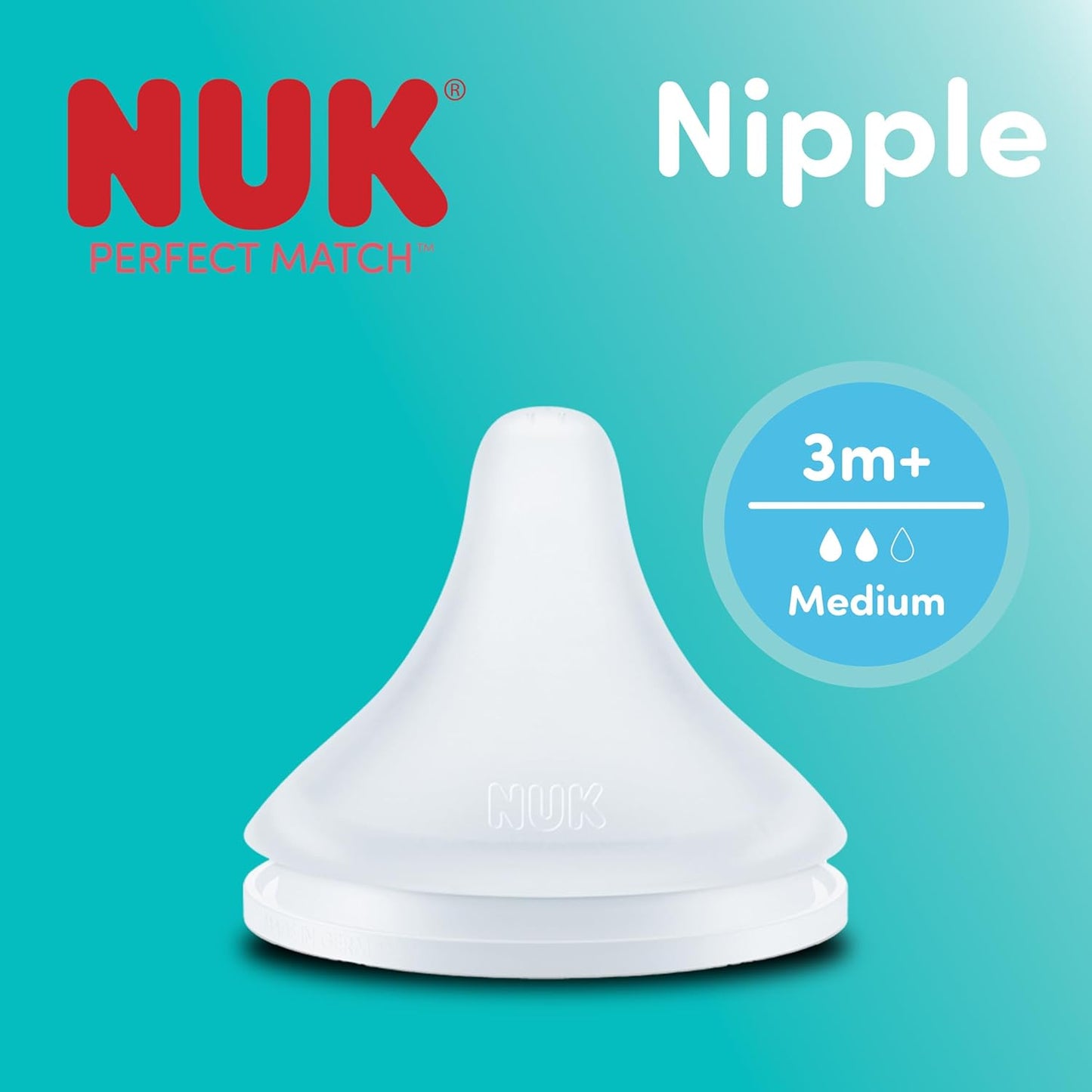 NUK Perfect Match, Slow Flow, Soft Silicone Nipple with Anti-Colic Vent, 2 Pack, BPA Free