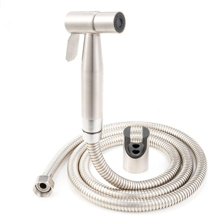 Bathroom SUS304 Stainless Steel Handheld Bidet Sprayer Toilet Cloth Diaper Shower, Toilet Jet Spray Set (Bidet Nozzles with 60inch Hose and Holder)
