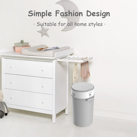 Bellababy Diaper Pail, Upgrade Baby Diaper Bin with Double Odor Locking, Includes 4 Refills (270 inches/pcs), Compact Design for Nursery