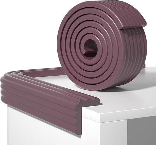 Edge Protector,Baby Proofing Baby Edge Protector Strip Safety,Soft Rubber Foam Padding,Edge Corner Guards Protector Corner Edge Bumpers for Furniture (Brown Purple, 6.56Ft x 3.15" W x 0.31" Th)