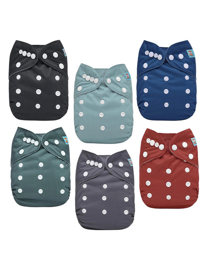 ALVABABY Baby Cloth Diapers 6 Pack with 12 Inserts Cloth Diaper Covers Adjustable Washable Reusable for Baby Girls and Boys