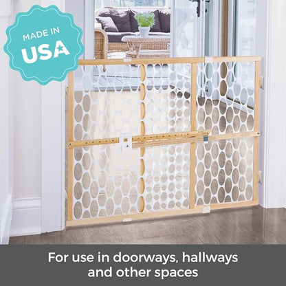 Toddleroo by North States - Quick-Fit Oval Mesh Wooden Baby Gate: Pressure Mounted Baby Gate for Doorways - Adjustable 26.5 to 42 Inches Wide - 23 Inches Tall