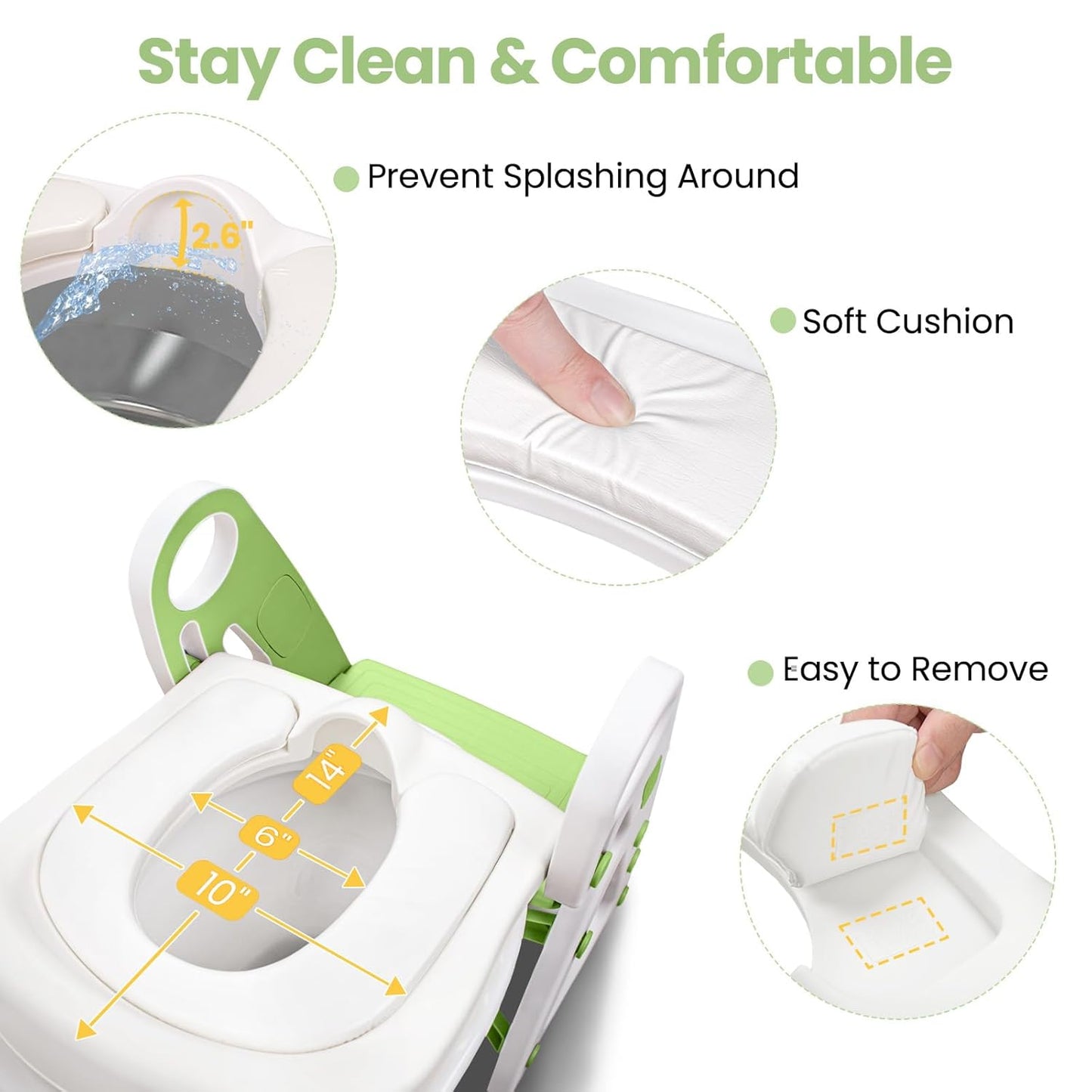 Potty Training Seat, Primlect Upgrade Ultra-Stable Toddler Toilet Seat for Kids Boys Girls, 2 in 1 Potty Training Toilet with Step Stool, Adjustable Seat and Ladder, Non-Slip Pad, Splash Guard (Grey)