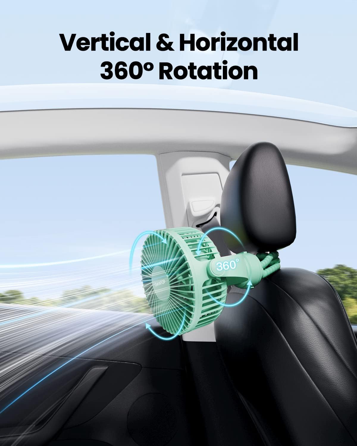 Gaiatop Mini Portable Stroller Fan, Battery Operated Small Clip on, Detachable 3 Speed Rechargeable, 360° Rotate Flexible Tripod Better Cooling for Car Seat Crib Treadmill Travel Black
