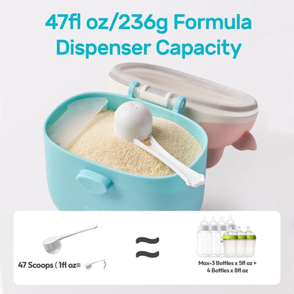 NCVI Baby Formula Dispenser On The Go, Formula Container To Go, Formula Holder for Travel, Outdoor Picnic with Baby Infant, Portable Container for Milk Powder, Snacks, Candy, Fruits (Pink)