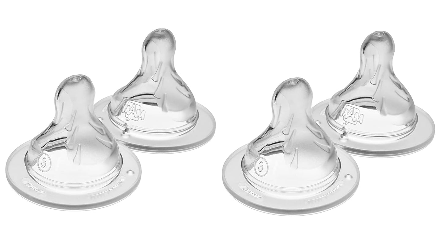 MAM Baby Bottle Anti-Colic Nipples Extra Slow Flow Size 0, for Newborn Babies, Skin Soft BPA Free Silicone, 94% Nipple Acceptance, Fits All MAM Bottles, Developed with Medical Experts, Made in Europe