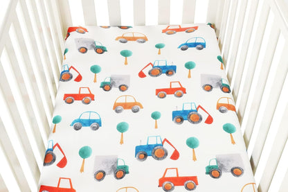 Bassinet Sheet Set 2 Pack Snug Fitted Bedside Sleeper Bassinet Sheets, Stretchy Ultra Soft, Unisex Boy Girl, Light Blue & Dinosaur