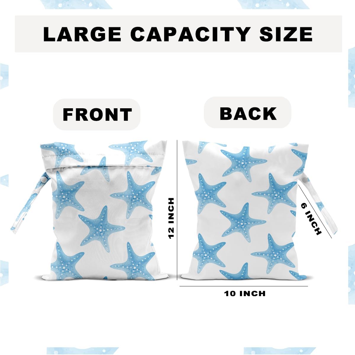 Unicorn Wet Dry Bag 12x10 Inch, Waterproof Reusable Wet Bag with Two Zippered Pockets & Handle for Swimsuit Travel Beach Pool Gym Stroller Dirty Yoga Gym Clothes Toiletries Daycare Organizer