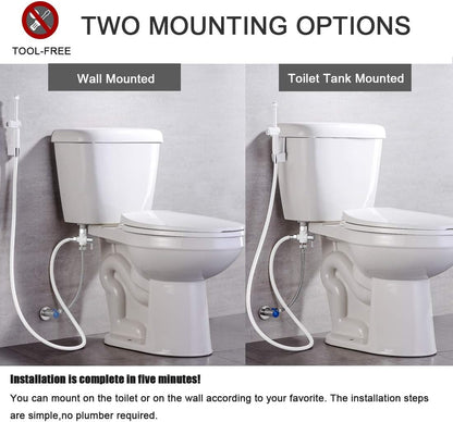 Handheld Bidet Toilet Sprayer, White Bidet Spray for Toilet, Cloth Diaper Sprayer with Backflow Preventer, Adjustable Water Jet Spray with 7.9" Long Wand