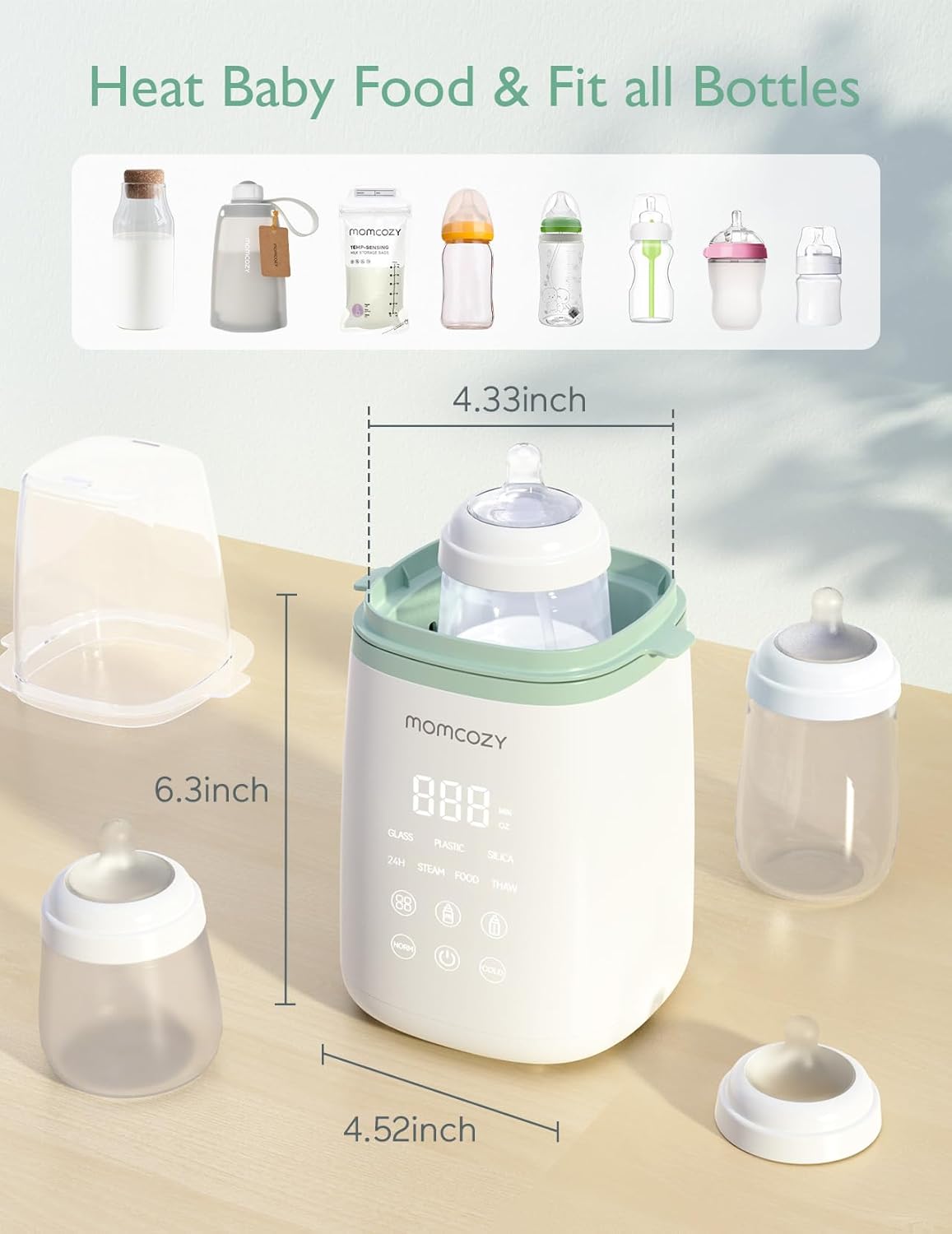 Momcozy 3 Layers Large Bottle Sterilizer and Dryer & Momcozy Bottle Warmer