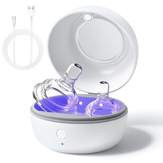 Shmain Portable Pacifier Cleaner & Sterilizer, USB-C Rechargeable Sterilizing Box for Travel – 3-Minute Rapid-Clean Cycle, Baby Pacifier & Bottle Nipple Cleaning Case, Essential for Diaper Bag