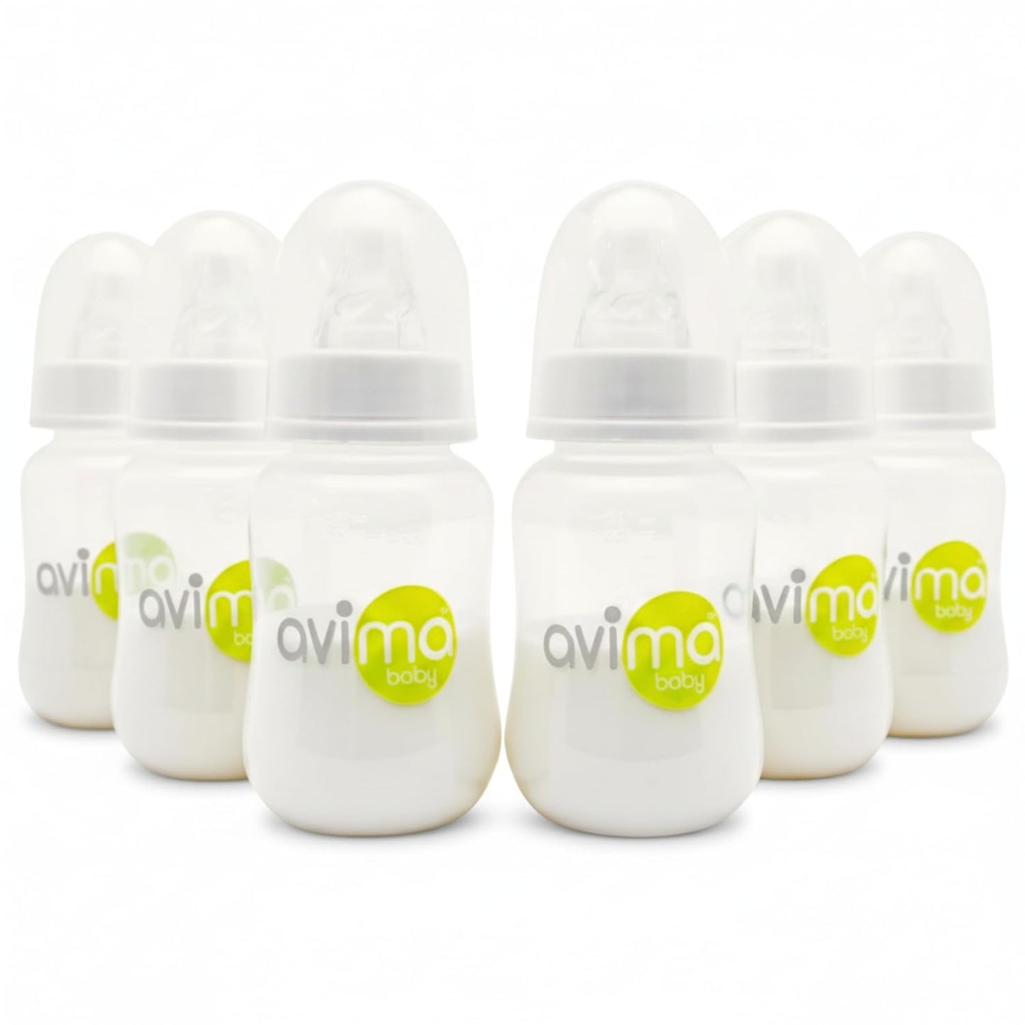 Avima 10 oz Anti Colic Baby Bottle Set - Medium Flow Nipples Included, Standard Neck, BPA Free - 3-6 Months, Stage 2 Feeding for Gas, Spit Up & Colic (Set of 8)