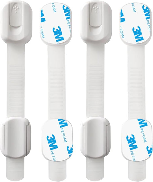 Child Safety Cabinet Locks, 8-Pack, Easy Install with 3M Adhesive, No Screws or Drilling, Multi-Purpose Latches for Cabinets, Drawers, Doors, Kitchen, Ovens, Toilets