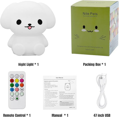 Baby Night Light for Car Seat- Dimming Function 9 Colors Changing Eye Caring Portable Rechargeable & Timing Bedside Lamp Light Up Toddler Bed Room Travel Essentials Squishy Silicone Infant BPA Free