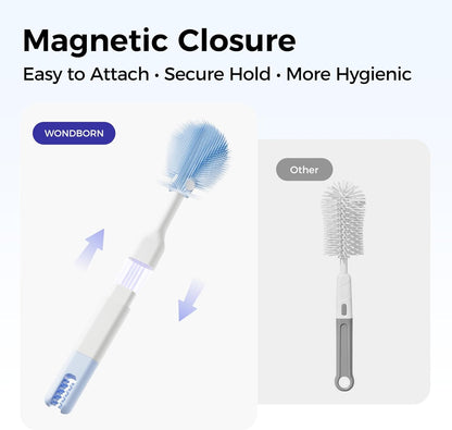Bottle Brush Set, 9-in-1 Bottle Cleaner Kit, Includes Bent Neck Bottle Brush, Nipple Cleaning Brush, Straw Brush, Soap Dispenser, Pry Tool, Storage Case & Drying Rack, Baby Travel Essentials
