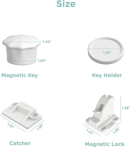 10 Pack Cabinet Locks Baby Proofing - SKYLA HOMES Children Proof Magnetic Cabinet Locks for Cupboard, Drawers, Adhesive Baby Proof Latches (10 Locks and 2 Keys)