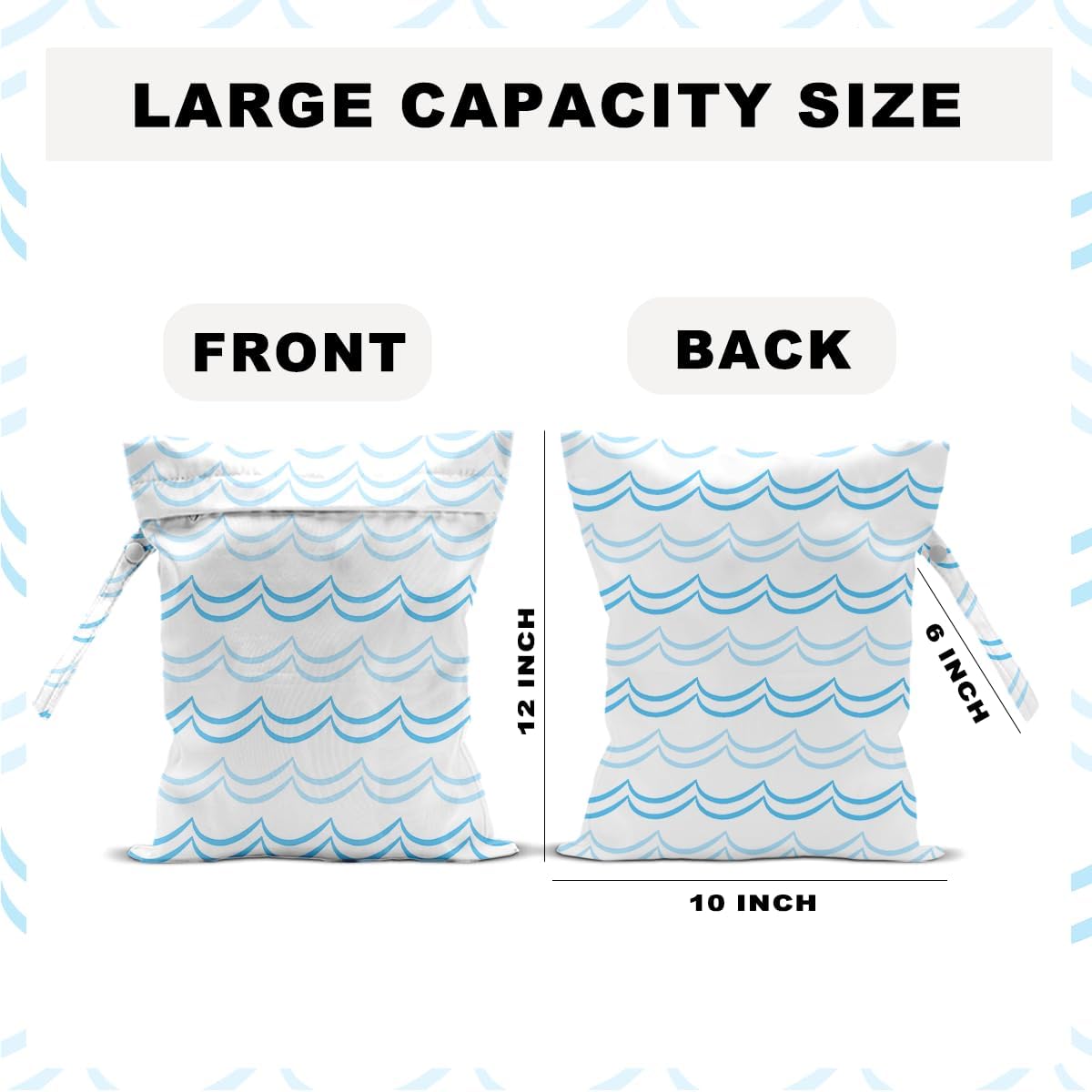 Unicorn Wet Dry Bag 12x10 Inch, Waterproof Reusable Wet Bag with Two Zippered Pockets & Handle for Swimsuit Travel Beach Pool Gym Stroller Dirty Yoga Gym Clothes Toiletries Daycare Organizer