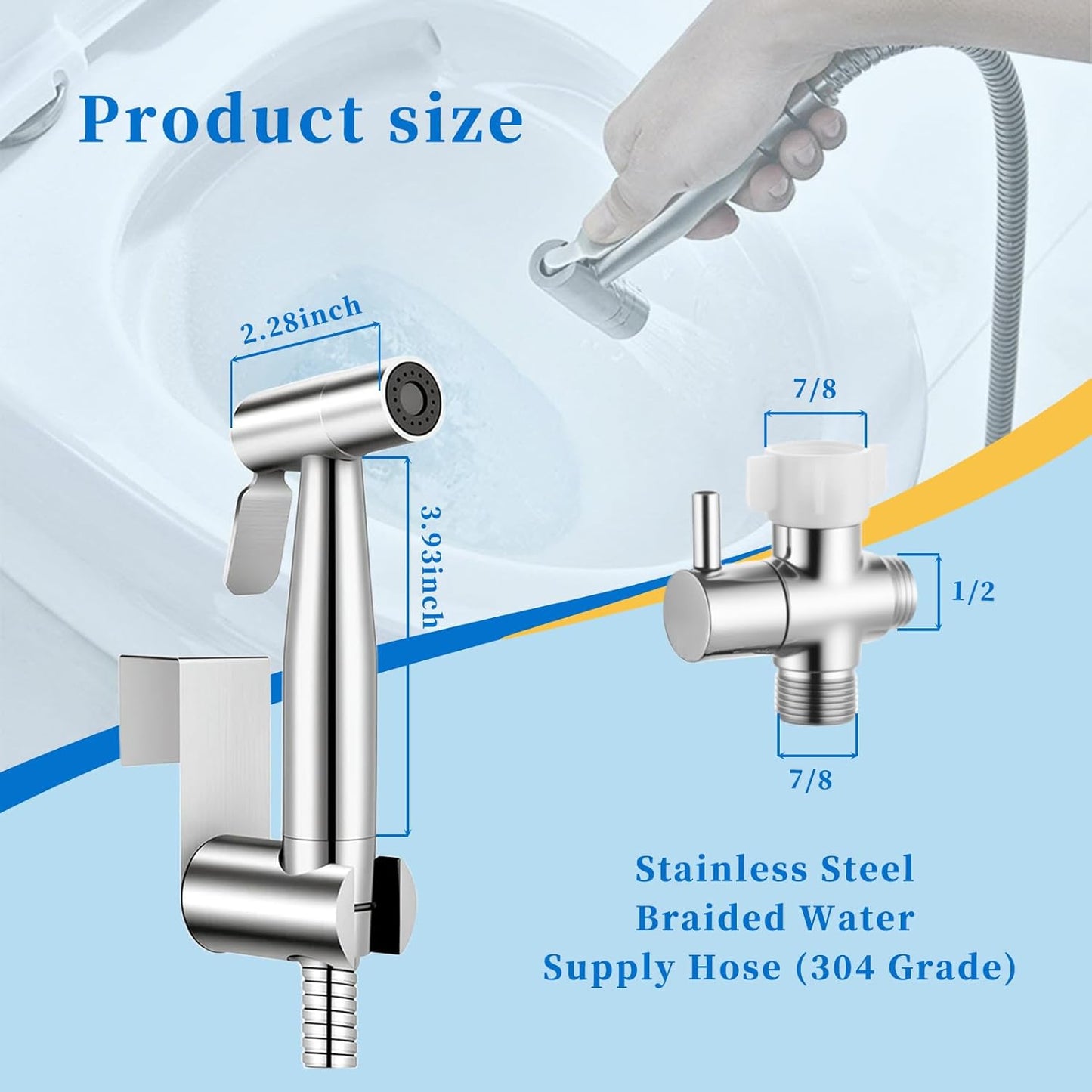 Handheld Bidet Sprayer for Toilet, IDMAX Jet Sprayer for Toilet Muslim Shower Set with 49-inch Hose and Bracket, Adjustable Bidet Attachment Water Pressure Controlfor Feminine Wash
