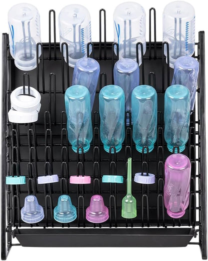 Inevibe Drying Rack for Lab Glassware and Bottles - Laboratory Draining Dryer Stand for Countertop, Space Saving Steel Wire Frame - Station for Baby Feeding Bottle