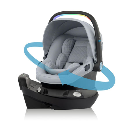 Evenflo Revolve180 LiteMax NXT Rotating Rear-Facing Lightweight Preemie and Infant Car Seat 3-30lbs. with SensorySoothe. Easy Install with Base (Agate Purple)