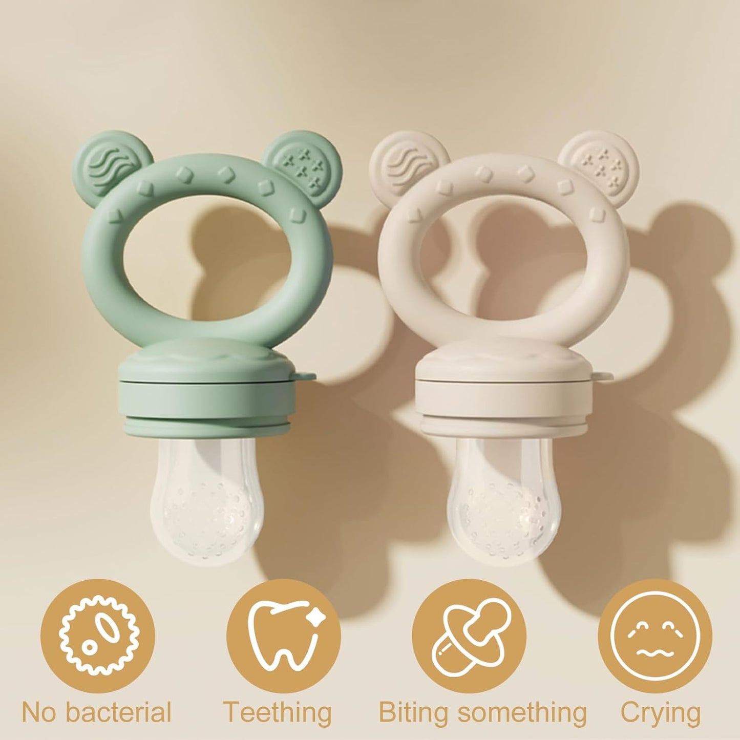 WAJIAYON Baby Breastmilk Popsicle Molds & Baby Fruit Feeder (4 Pack), Infant Food Freezer Tray Storage Containers, Silicone Teething Pacifier Feeder and Teether for Babies,Boys and Girls-Pink&Purple
