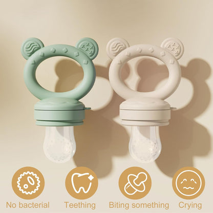 WAJIAYON Baby Breastmilk Popsicle Molds & Baby Fruit Feeder (4 Pack), Infant Food Freezer Tray Storage Containers, Silicone Teething Pacifier Feeder and Teether for Babies,Boys and Girls-Pink&Purple