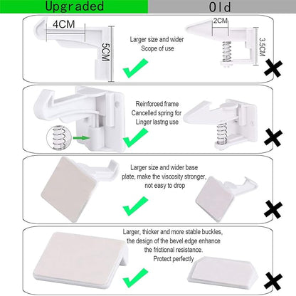 16 Pack Upgraded Invisible Baby Proofing Cabinet Latch Locks - No Drilling or Tools Required, Children Proof Cupboard Drawers Latches, Works with Most Cabinets and Drawers - Adhesive Easy Installation