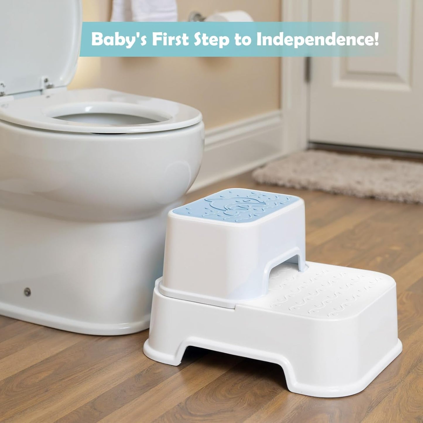 2-Step Toddler Step Stool, Non Slip Kids Step Stool for Bathroom Sink & Toilet Potty Training, Sturdy Stable Base, 10”Height Supports 220 lbs (2Packs White)