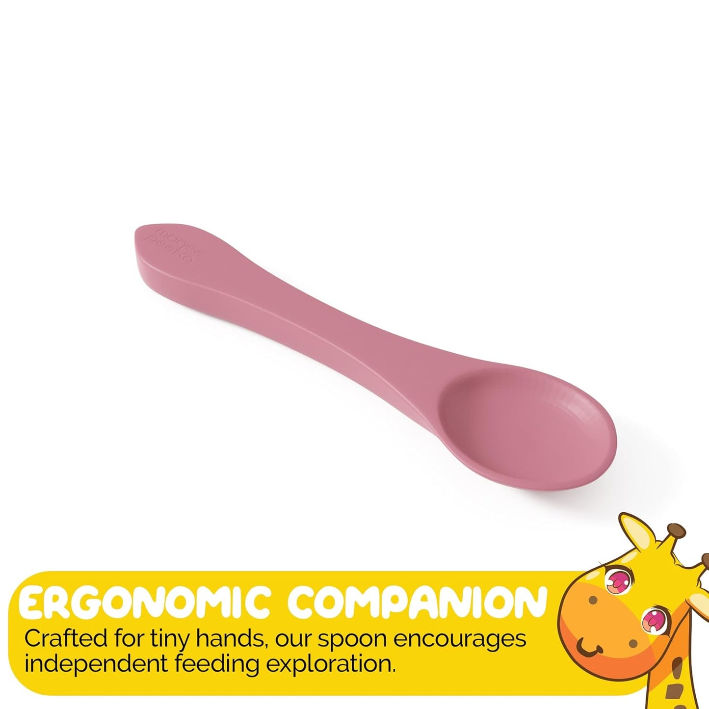Baby Feeding Set by Muqee Peeko as a Baby Feeding Essentials in Baby Apricot Color with Baby Suction Plates for Toddlers, Baby Bowls with Suction and Baby Spoon (3 Piece Set)