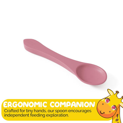 Baby Feeding Set by Muqee Peeko as a Baby Feeding Essentials in Baby Apricot Color with Baby Suction Plates for Toddlers, Baby Bowls with Suction and Baby Spoon (3 Piece Set)