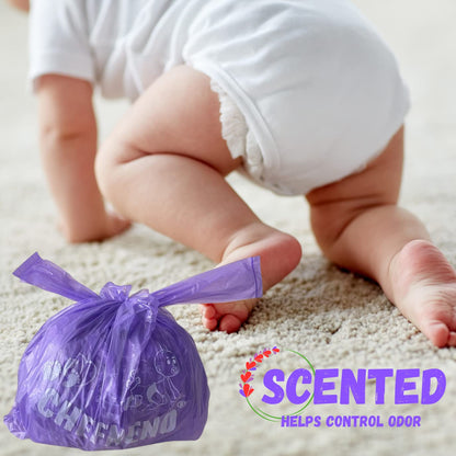 Baby Disposable Diaper Sacks (500 ct.) Fresh Baby Powder Scented Bulk Easy-Tie Diaper Sacks Nursery Trash Bags Dog Poop Bags Cat Litter Waste Bags Sanitary Pads Disposal Bags (500 Bags, Blue)