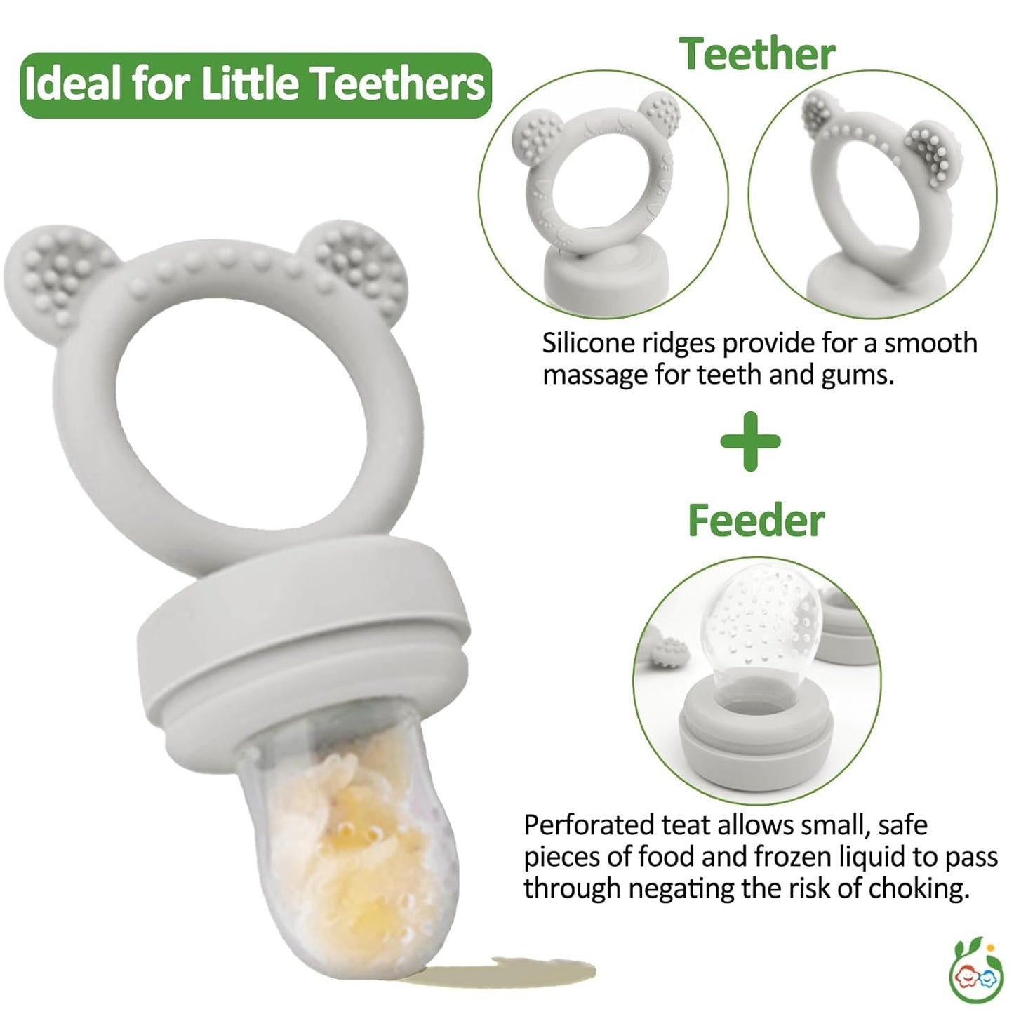 Silicone Baby Fruit Food Feeder & Mini Freezer Nibble Tray, Breastmilk Popsicle Molds for Baby Teething Relief, BPA Free Silicone Teething Toys Feeder for Safe Infant Self Feeding, Extra Food Pouches