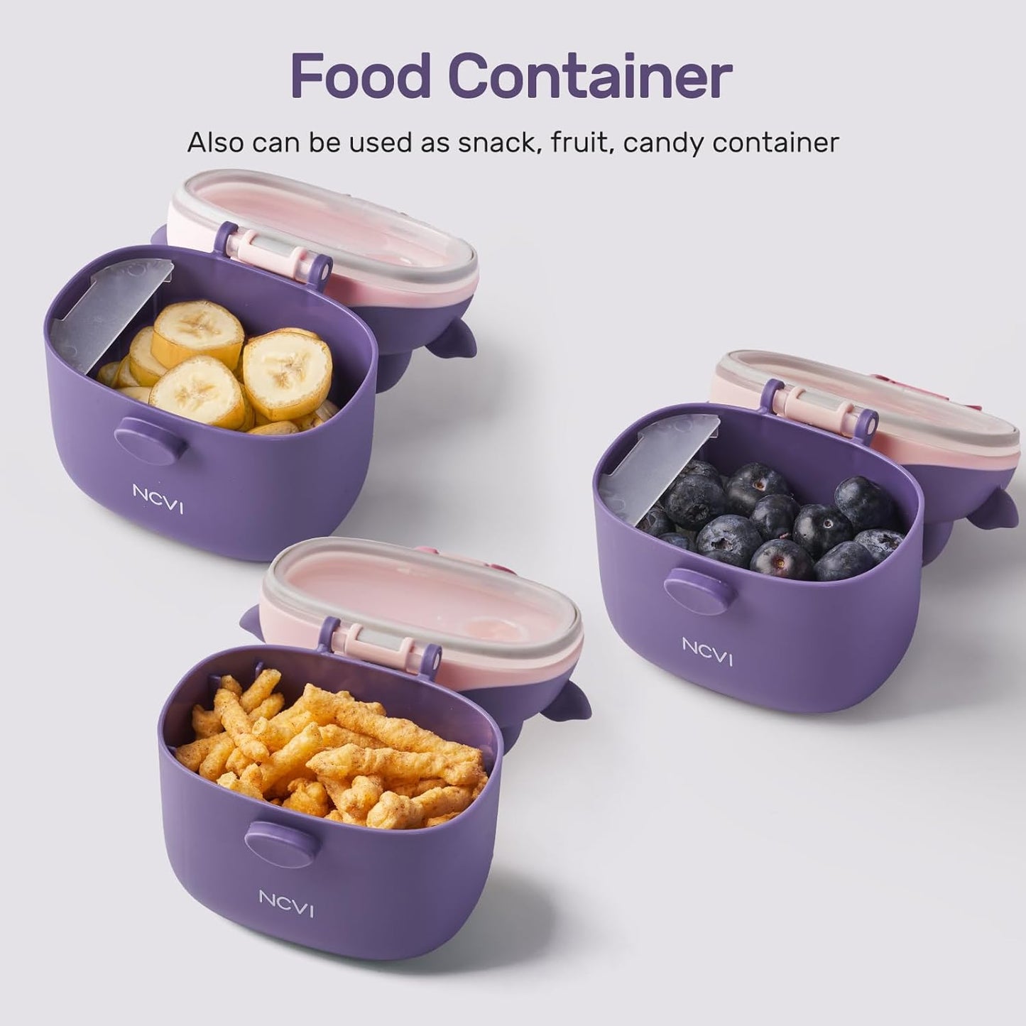 NCVI Baby Formula Dispenser On The Go, Formula Container To Go, Formula Holder for Travel, Outdoor Picnic with Baby Infant, Portable Container for Milk Powder, Snacks, Candy, Fruits (Pink)