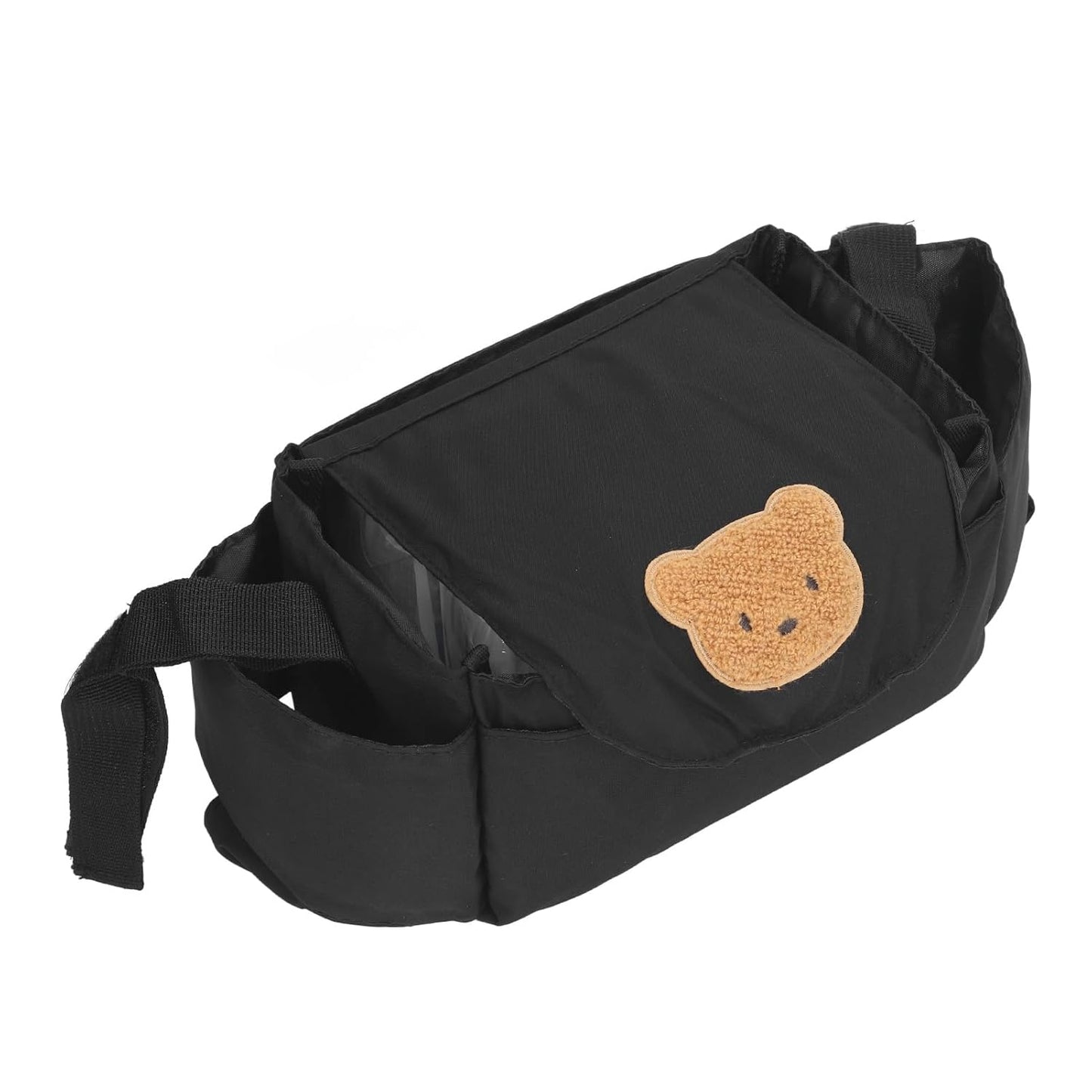 Stroller Organizer Bag with Insulated Cup Holders, Large Storage Space, Polyester, Portable with Shoulder Strap, for Diapers Phones Toys