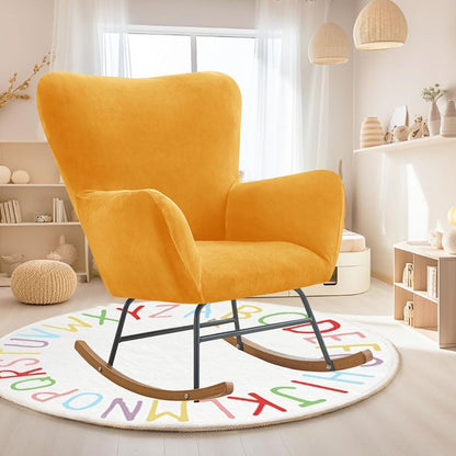 Levoberg Nursery Rocking Chair Cover Velvet Rocker Glider Chairs Cover Slipcovers Stretch Rocking Accent Chair Cover Recliner Armchair Slipcover for Nursery Living Room Bedroom Office Camel