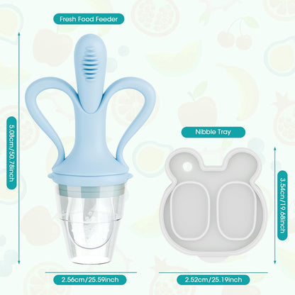JEXFUN Baby Fruit Feeder & Breastmilk Popsicle Mold Set, Silicone Food Feeder Pacifier for Cooling Relief with 3 Replaceable Pouches, BPA-Free Teething Toy for Safe Infant Self Feeding (Pea Green)