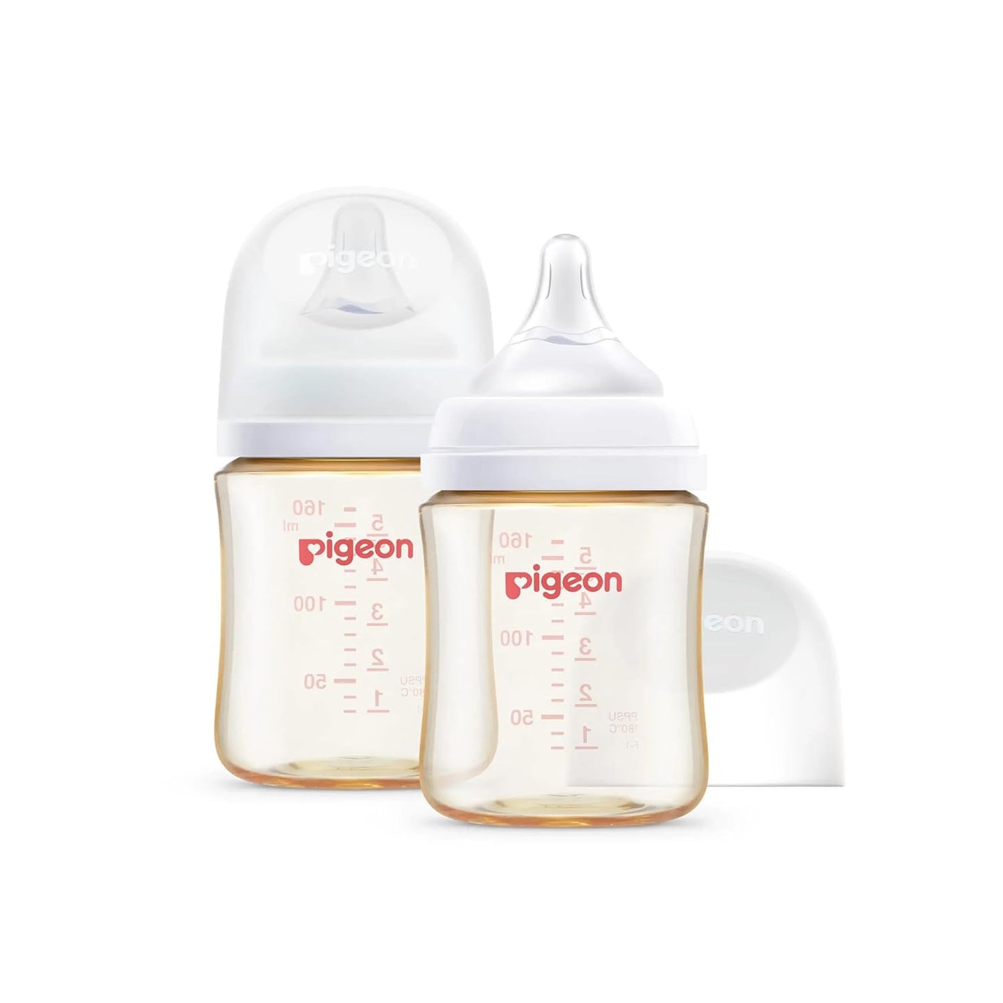 Pigeon PPSU Nursing Baby Bottle Wide Neck, Anti-Colic, Streamlined Body, Natural Feel, Easy to Clean, 8 Oz (Pack of 2), Includes 2pcs M Nipples (3m+)
