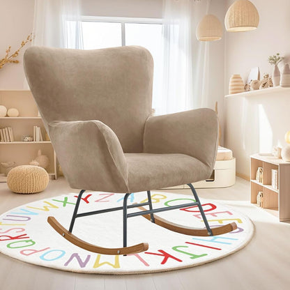 Levoberg Nursery Rocking Chair Cover Velvet Rocker Glider Chairs Cover Slipcovers Stretch Rocking Accent Chair Cover Recliner Armchair Slipcover for Nursery Living Room Bedroom Office Camel