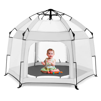 Bend River Baby Playpen with Canopy, Portable Baby Beach Tent, Toddler Play Yard Indoor and Outdoor, Foldable Mosquito Net for Infant - Grey