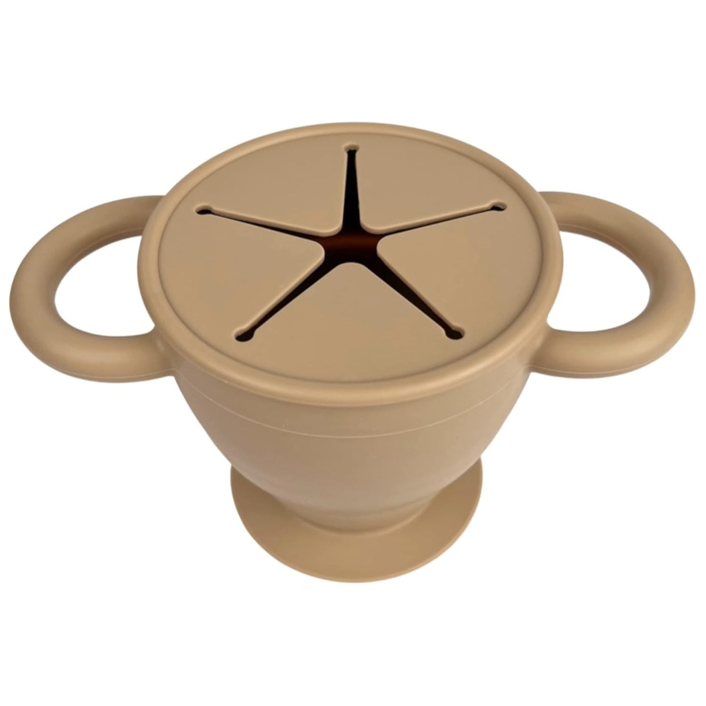 BraveJusticeKidsCo | Snack Attack II Snack Cup | Collapsible Silicone Snack Container | Toddler and Baby Snack Catcher Lid (Honey Ginger)