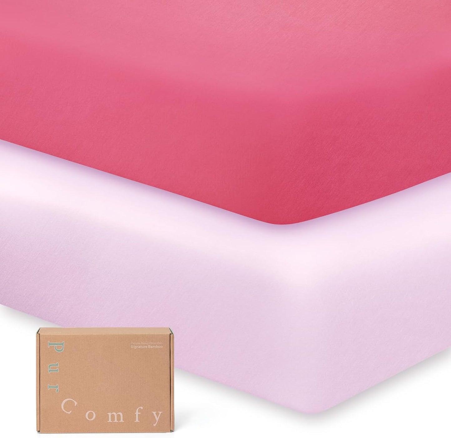 Supersoft Pack and Play Sheets Fitted, Premium Bamboo Viscose Mini Crib Sheets, Pack N Play Mattress Sheets, Graco Playard Baby Sheets Neutral for Boys Girls, 5'' Deep Pocket 2-Pack