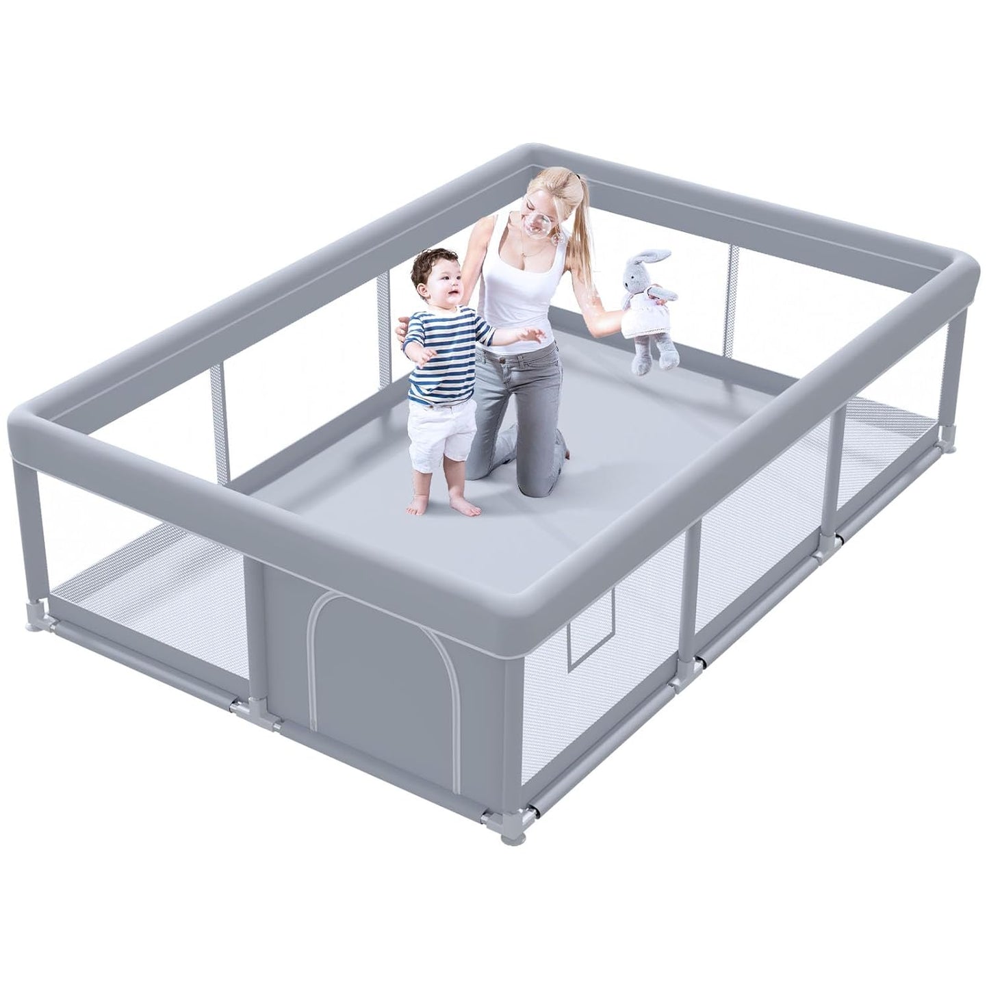 Baby Playpen with Mat 50x50 Inch, Play Pen for Babies and Toddlers with Gate, Baby Fence Sturdy Safety Playpen, Indoor & Outdoor Kids Activity Center