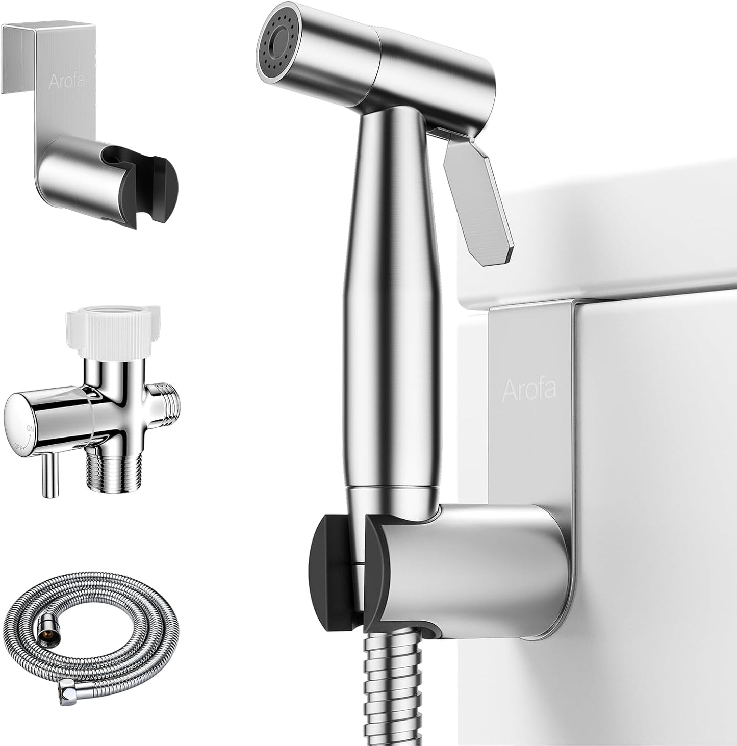 Arofa Handheld Bidet Sprayer for Toilet - 2 Pack Bidets Faucet for Existing Toilets Cloth Diaper Jet Sprayer, Stainless Steel Muslim Shower with Bidet Hose for Feminine Wash