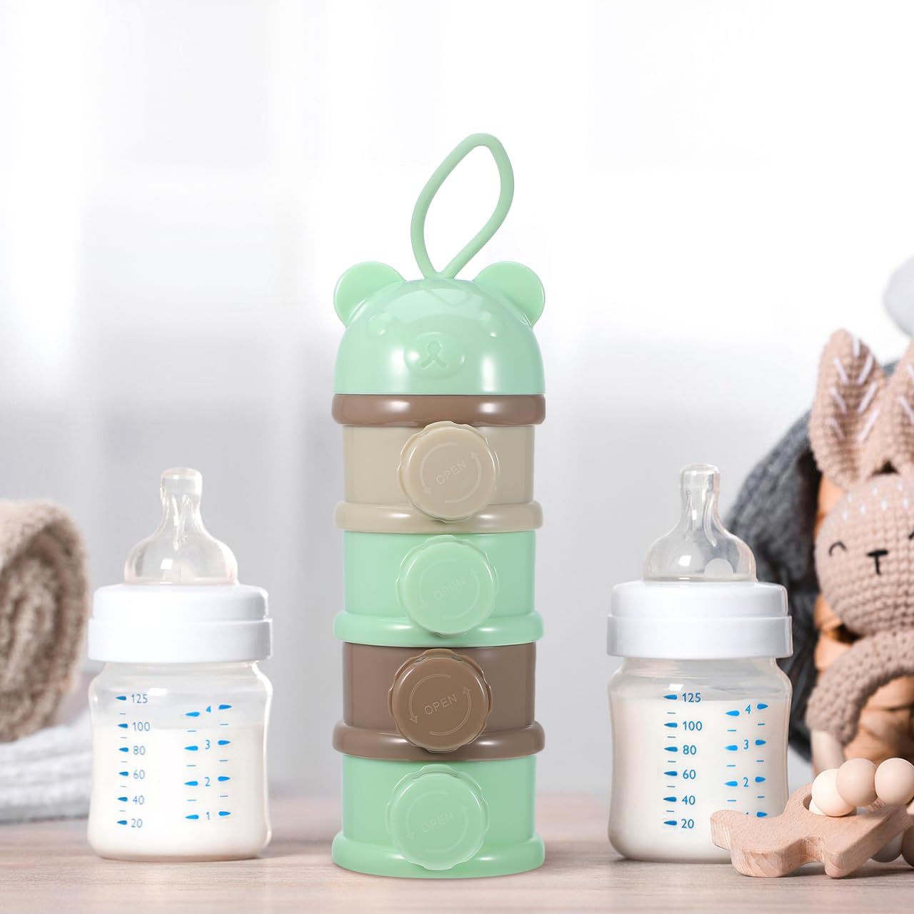 Kisangel 4 Layers Milk Powder Box Portable Formula Dispenser Large Capacity Infant Milk Storage Container for Baby Travel Feeding