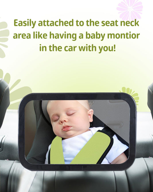 Car Seat Mirror for Rear-Facing Infant – Shatterproof, Adjustable, Wide Angle View, 360° Rotation – Secure and Safe Baby Car Mirror for Back Seat – Easy Installation