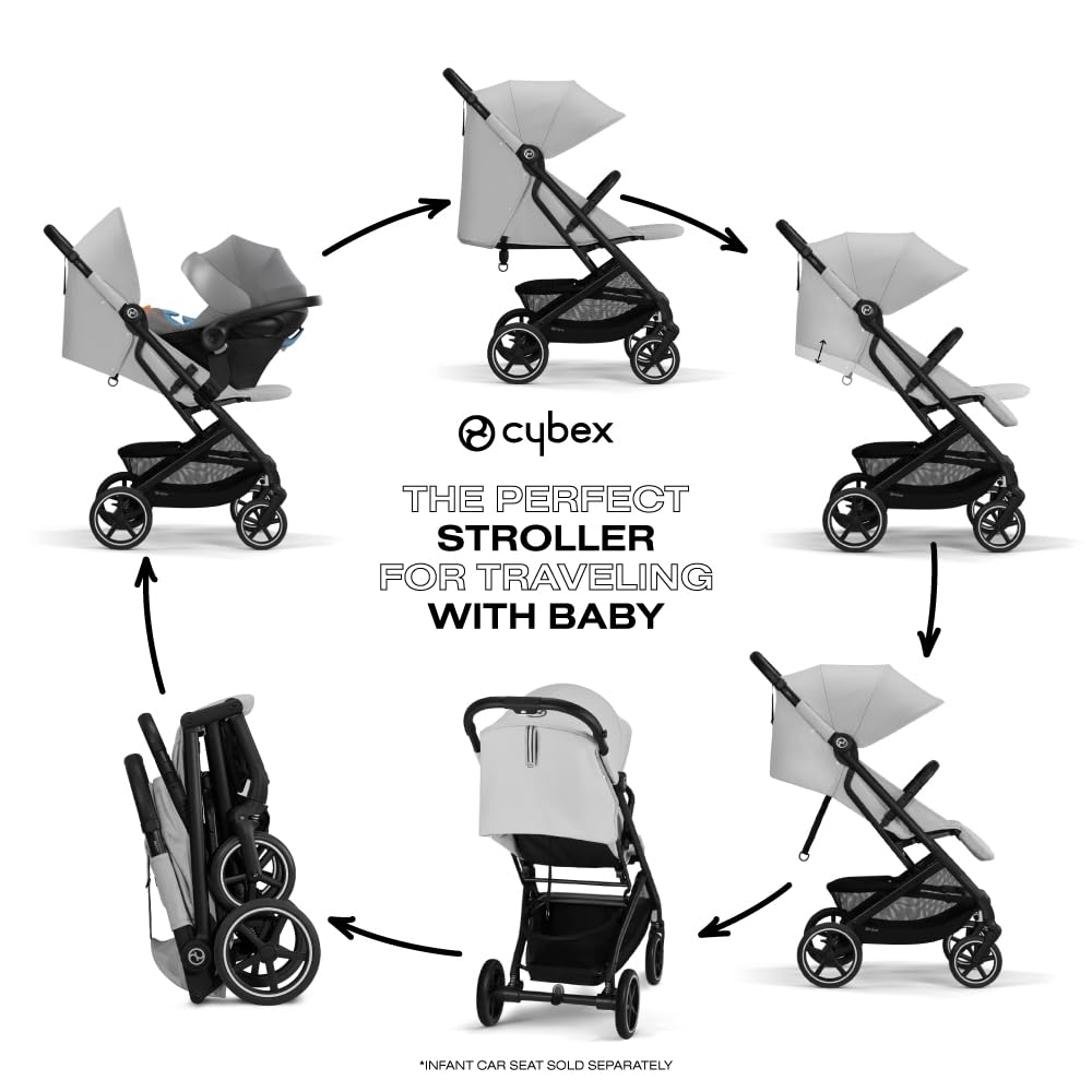 CYBEX Beezy 2 Compact and Lightweight Travel Stroller - Compatible with CYBEX Car Seats, Magic Black