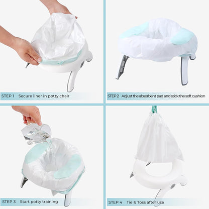 Disposable Potty Liners with Absorbent Pads – 30 Counts, Leak-Proof Travel Toilet Bags for Toddlers, Fit OXO Tot & Most Portable Chairs, Potty Training Refill Bags for Kids