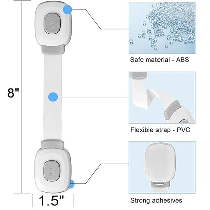 Fursafe&Q Baby Cabinet Locks, Child Safety Cabinet Proofing -Child Safety Strap Locks Adhesive Drawer Fridge Ovens Door Toilet Latches No Drill Multi-Purpose for Furniture Kitchen Lock (Grey, 6Pack)