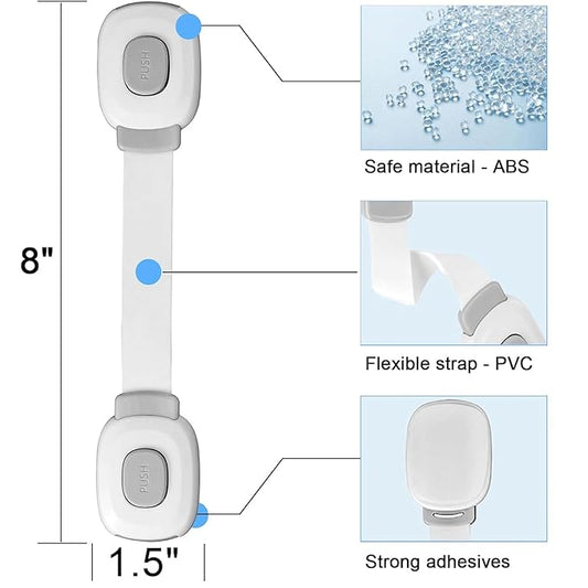 Fursafe&Q Baby Cabinet Locks, Child Safety Cabinet Proofing -Child Safety Strap Locks Adhesive Drawer Fridge Ovens Door Toilet Latches No Drill Multi-Purpose for Furniture Kitchen Lock (Grey, 6Pack)